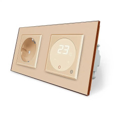 Комбінований терморегулятор (термостат) програмований для електричної теплої підлоги та розетка LIVO