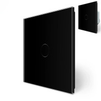 Комплект беспроводной сенсорный выключатель + умный выключатель (реле) Livolo черное стекло (VL-XR007-M7FC1Z)