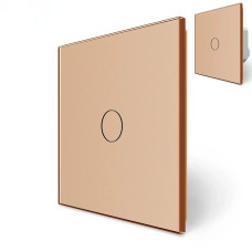 Комплект беспроводной сенсорный выключатель + разумный выключатель (реле) Livolo золото стекло (VL-XR007-M7FC1Z)