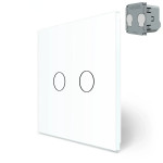 Комплект беспроводной сенсорный выключатель из реле 2 канала LIVOLO белое матовое стекло