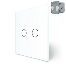 Комплект бездротовий сенсорний вимикач з реле 2 канали LIVOLO білий матове скло