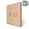 Комплект бездротовий сенсорний вимикач з реле 2 канали Livolo золотий скло (VL-XR008-A/FC2Z2-2G)