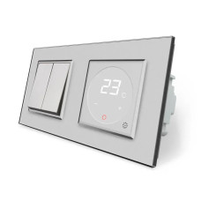 Комбинированный 2-клавишный выключатель и терморегулятор (термостат) программируемый для теплой теплой.