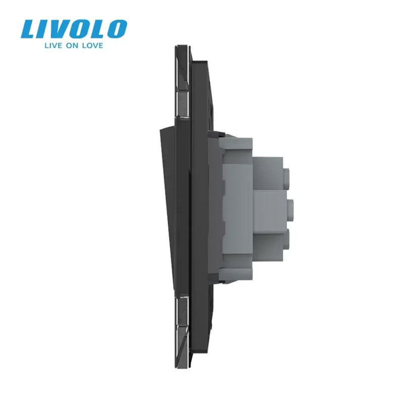 Кнопковий вимикач без фіксації Дзвінковий вимикач Імпульсний вимикач LIVOLO чорний матовий скло