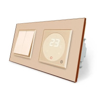 Комбинированный 2-клавишный выключатель и терморегулятор (термостат) программируемый для теплой теплой.