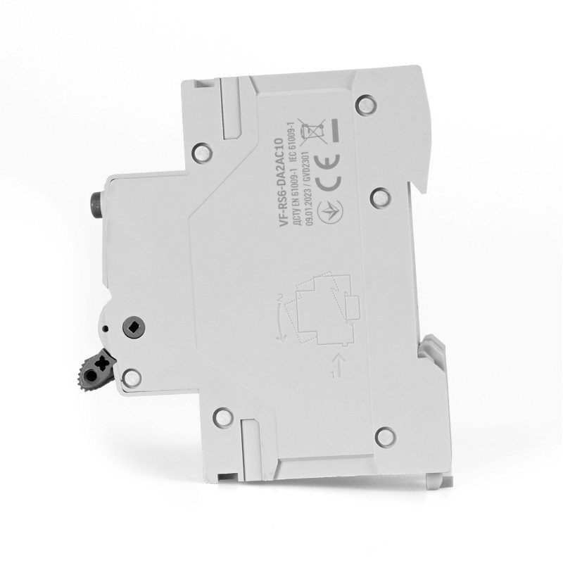 Диференційний автомат VIDEX RESIST АС 2п 30мА 6кА 10А (VF-RS6-DA2AC10)