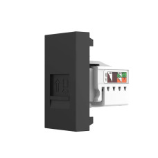 Интернет-розетка RJ-45 (8P8C Cat.6) LIVOLO, черная, модуль 0.5 поста, со шторкой (VL-FCCP-1BP)