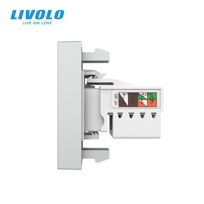 Интернет-розетка RJ-45 (8P8C Cat.6) LIVOLO, серая, модуль 0.5 поста, со шторкой (VL-FCCP-1IP)