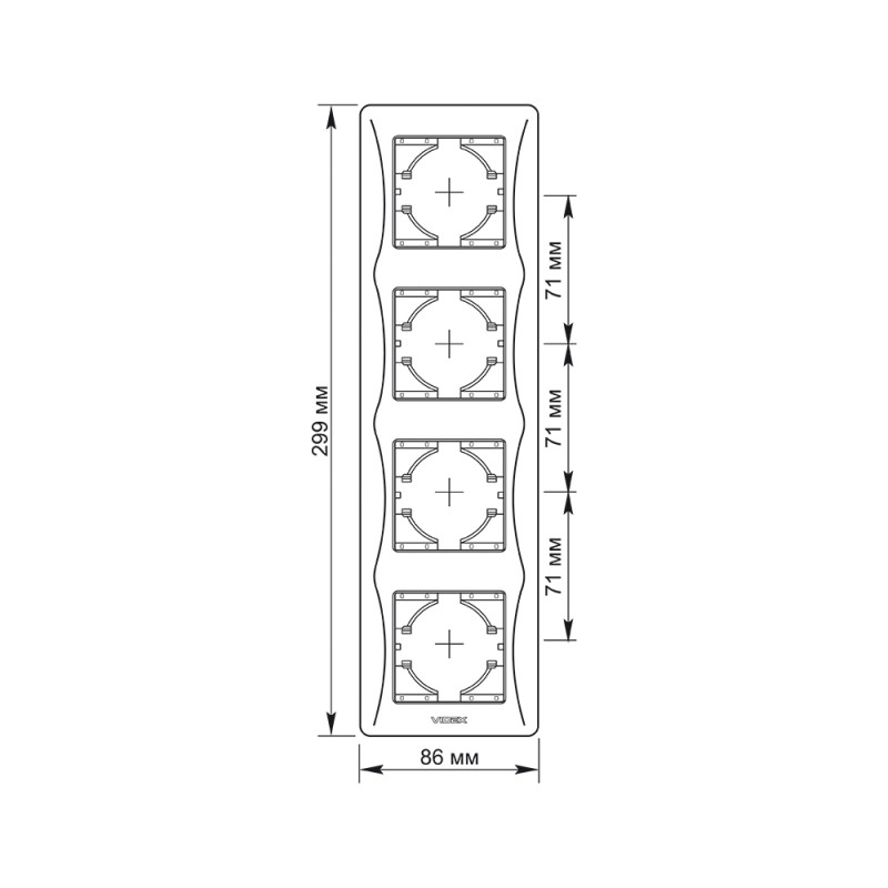 Рамка черный графит на 4 места вертикальная VIDEX BINERA (VF-BNFR4V-BG)