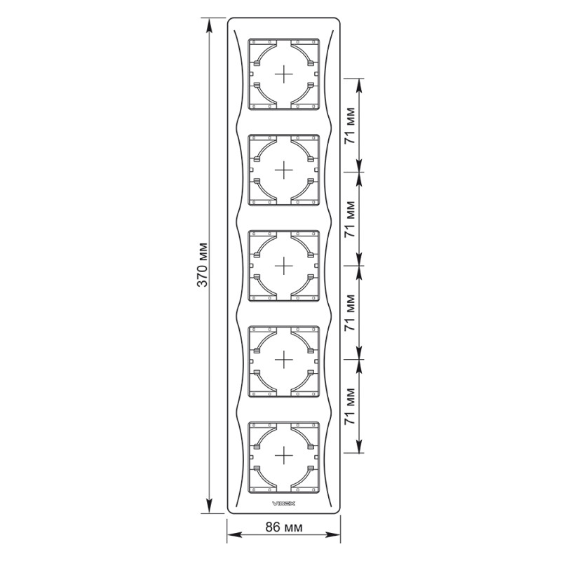 Рамка чорний графіт на 5 місць вертикальна VIDEX BINERA (VF-BNFR5V-BG)
