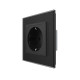 Электрическая розетка с заземлением LIVOLO, черная, стеклянная матовая рамка, шторки, 250В 16А