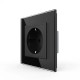 Електрична розетка з заземленням LIVOLO, чорна, скляна рамка, шторки, 250В 16А (VL-M7FCTC16A-2BP)