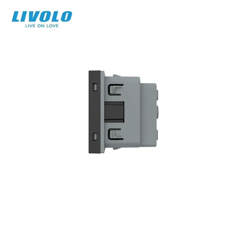 Электрическая розетка LIVOLO, черная, 16А 250В, с заземлением и защитными шторками, модуль без рамки (VL-