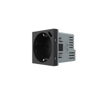 Электрическая розетка LIVOLO с USB Type-C PD 18Вт, быстрая зарядка iPhone, черная, 16А 230В, с заземл.