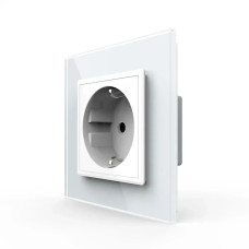 Электрическая розетка с заземлением LIVOLO, белая, стеклянная матовая рамка, шторки, 250В 16А