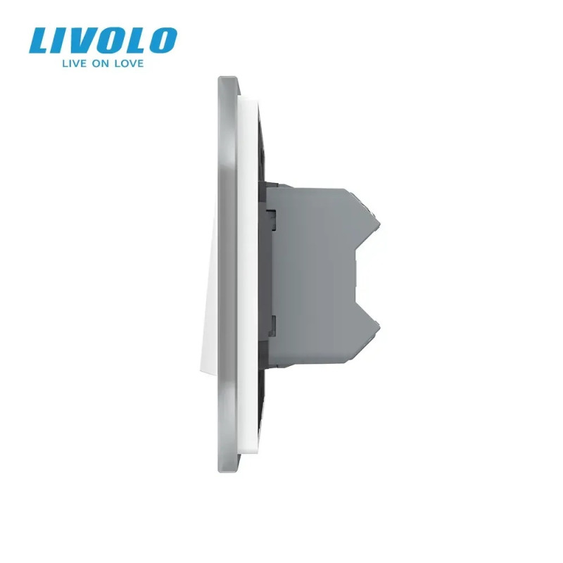 Двухклавишный перекрестный выключатель LIVOLO белое матовое стекло