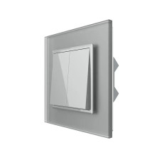 Двухклавишный перекрестный выключатель LIVOLO серое матовое стекло