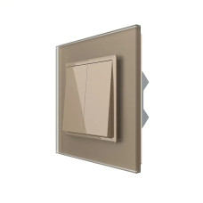 Двухклавишный перекрестный выключатель LIVOLO золотой матовый стекло