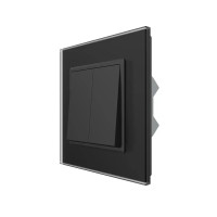 Двухклавишный перекрестный выключатель Livolo черный (VL-C7FCMM10A-1BP)