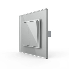 Двухклавишный проходной выключатель LIVOLO серое матовое стекло