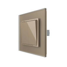 Двухклавишный проходной выключатель LIVOLO золотой матовый стекло