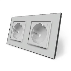 Двухместная умная розетка ZigBee с заземлением Livolo серый (VL-C7FCTC16AZ-4IP)