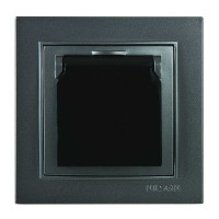 Розетка Nilson Thor антрацит 1-я с заземлением с крышкой ( 27161018 )