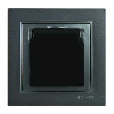 Розетка Nilson Thor антрацит 1-я с заземлением с крышкой ( 27161018 )