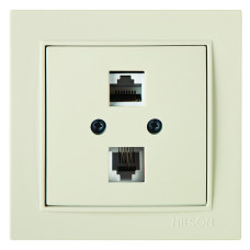 Розетка Nilson Thor кремовая телефонная 2-я RJ11 (27121041)