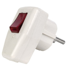 Вилка Lemanso с заземл.+ кнопка черв16 А LMA002