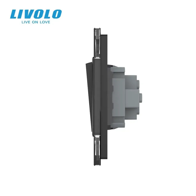 Двоклавішний вимикач (1-1) LIVOLO чорний матовий скло