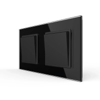 Двухклавишный выключатель (1-1) Livolo черное стекло (VL-C7K1K1-12)