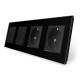 Двоклавішний вимикач (1-1) з подвійною розеткою LIVOLO чорний матовий скло
