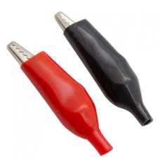 Зажим крокодил аккумуляторный большой в кембрике Lemanso длина 44,5мм LM9109 2шт черный + красный