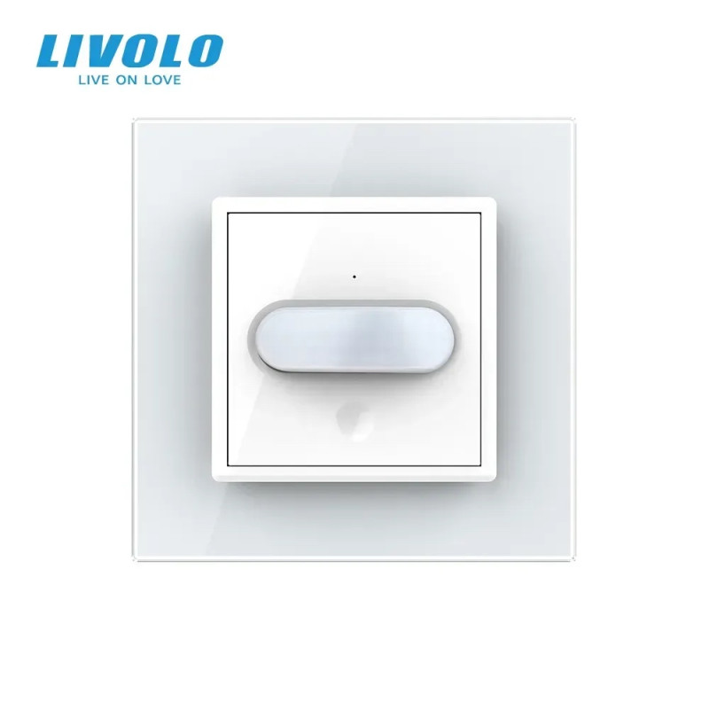 Датчик присутствия и движения с автоматическим и ручным управлением Livolo белое стекло (VL-C7FCU-2WP)