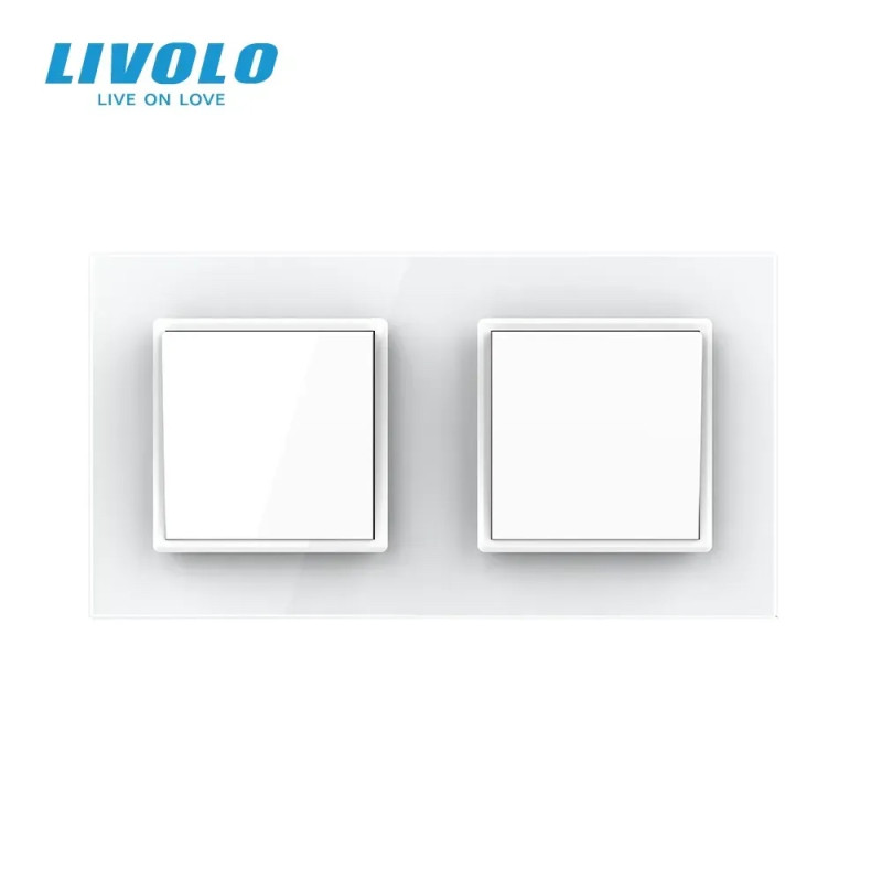 Двоклавішний вимикач (1-1) Livolo білий скло (VL-C7K1K1-11)