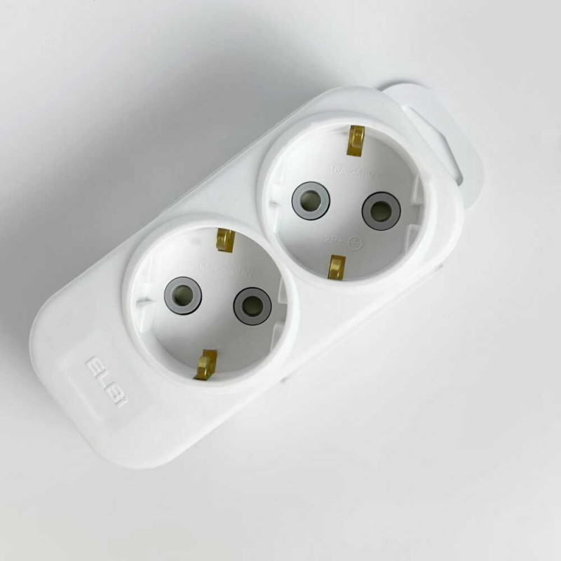 Колодка EL-BI 2-на з заземленням з шторками Myra ( 527-010200-201 )