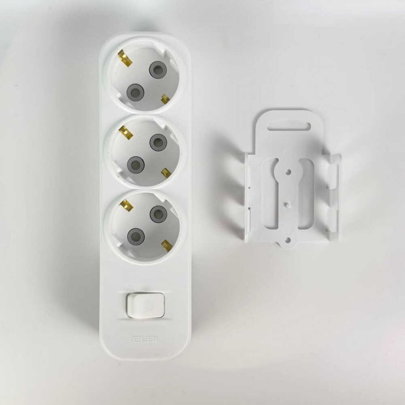 Колодка EL-BI 3-я с заземлением шторки и выключателем Myra ( 527-010200-302 )