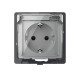 Вологозахищена розетка LIVOLO з кришкою, сіра, IP44, 16А 230В, з заземленням та шторками, модуль (VL