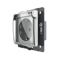 Влагозащищенная розетка LIVOLO с крышкой, серая, IP44, 16А 230В, с заземлением и шторками, модуль (VL