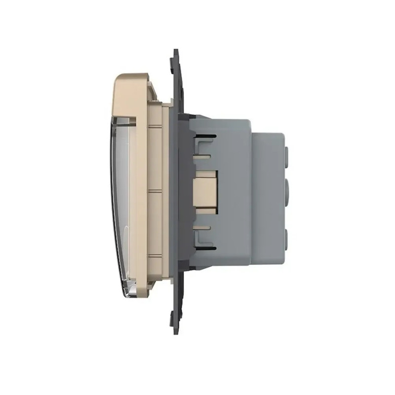 Влагозащищенная розетка LIVOLO с крышкой, золотая, IP44, 16А 230В, с заземлением и шторками, модуль (