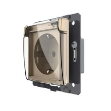 Влагозащищенная розетка LIVOLO с крышкой, золотая, IP44, 16А 230В, с заземлением и шторками, модуль (
