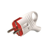 Вилка штепсельная EL-BI с ручкой с заземлением бело-красная инд. уп. (505-005111-800)