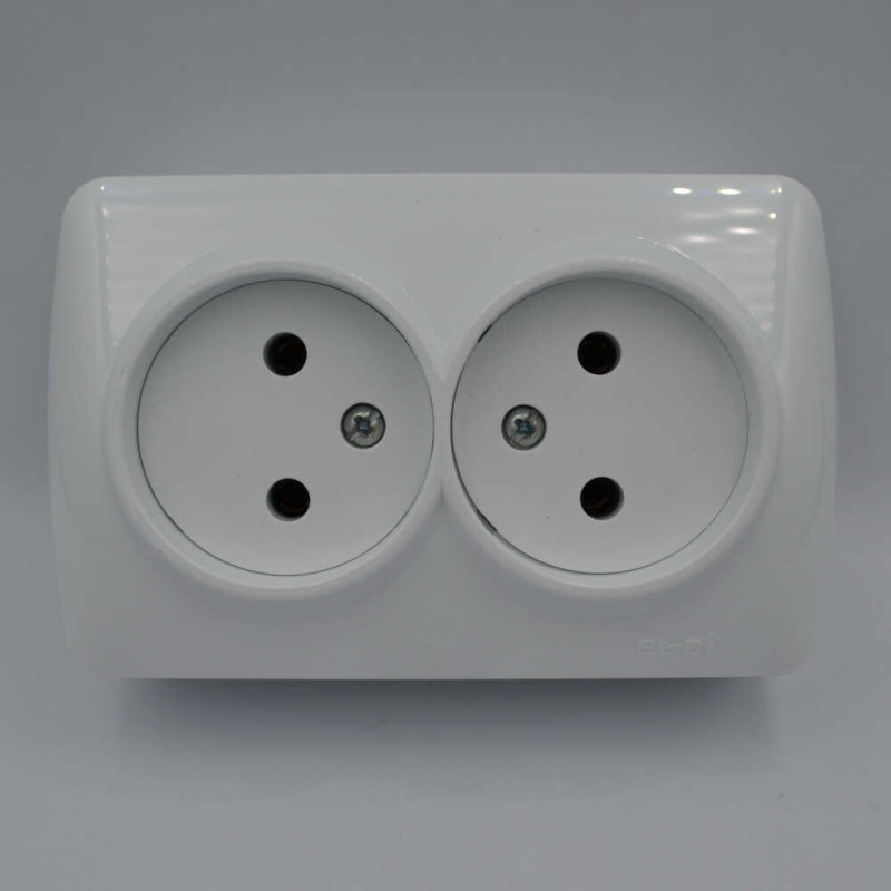 Розетка El-BI Alsu двомісна б/з накладна біла IP20 (504-010200-908)