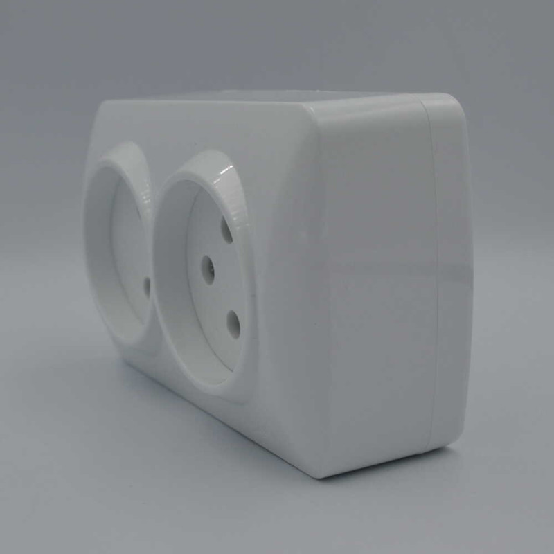 Розетка El-BI Alsu двомісна б/з накладна біла IP20 (504-010200-908)