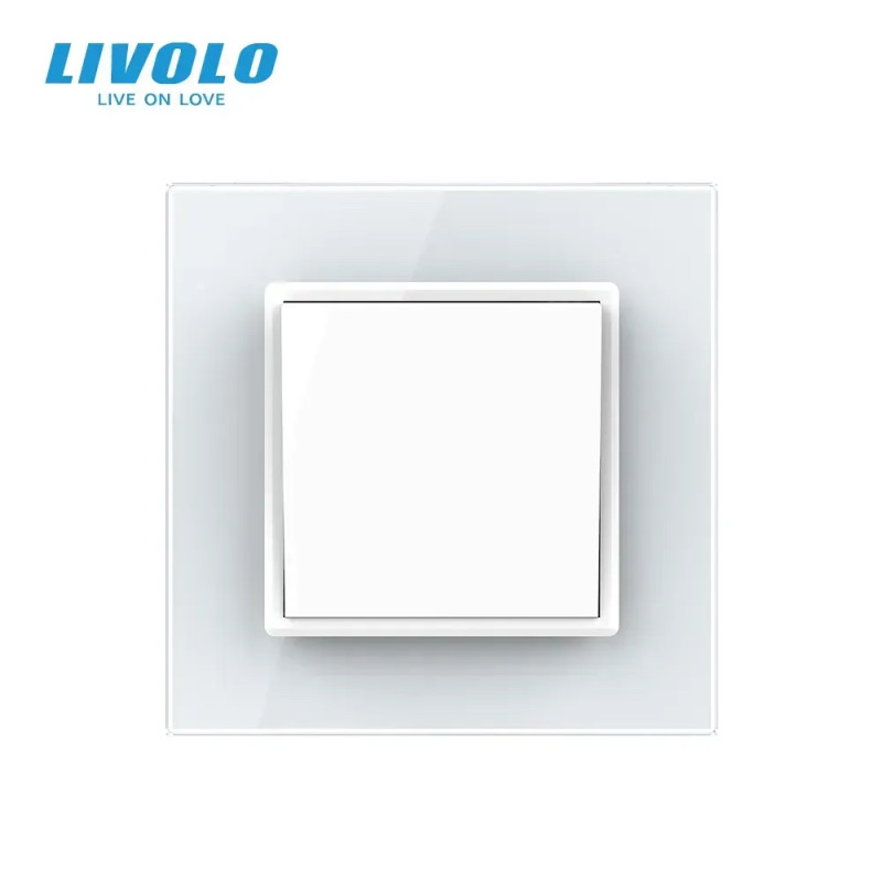 Вимикач універсальний 1-клавішний LIVOLO білий матовий скло 250В 10А