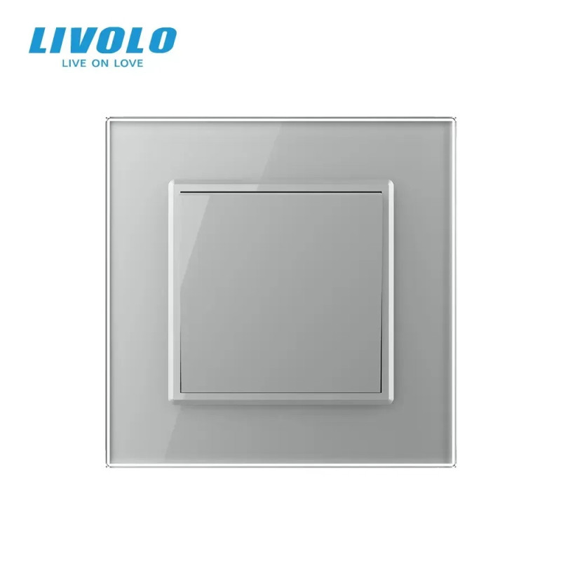 Выключатель универсальный 1-клавишный LIVOLO серый матовый стекло 250В 10А