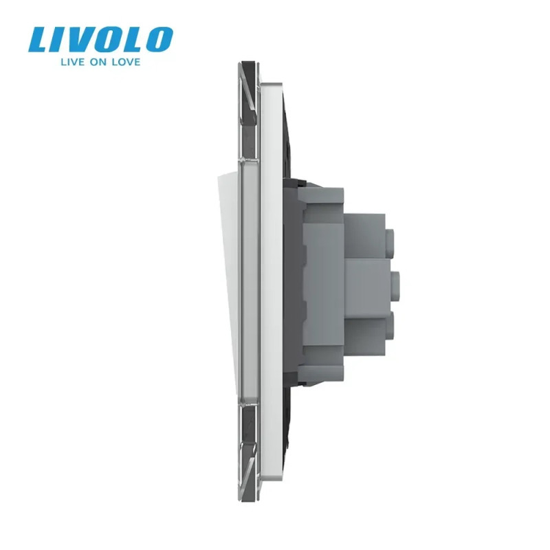 Выключатель универсальный 1-клавишный Livolo серое стекло 250В 10А (VL-С7FCMKS-2IP)