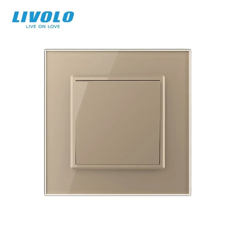 Выключатель универсальный 1-клавишный Livolo золото стекло 250В 10А (VL-С7FCMKS-2AP)