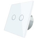 Безшумний сенсорний вимикач 2 сенсора Livolo білий скло (VL-C702Q-11)